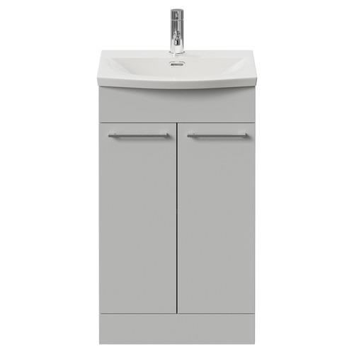 Napoli 390 Gloss Grey Pearl 500mm 2 Door Vanity Unit with Arc Basin Front View