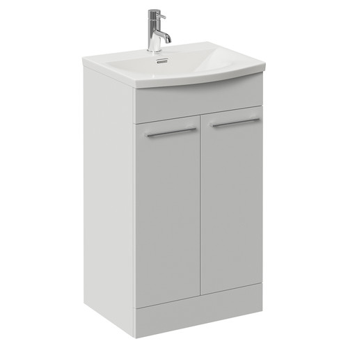 Napoli 390 Gloss Grey Pearl 500mm 2 Door Vanity Unit with Arc Basin Left Hand View