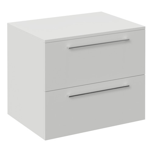 Napoli 460 Gloss Grey Pearl 600mm Wall Mounted 2 Drawer Vanity Unit for Countertop Basins Left Hand View