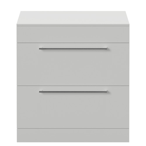 Napoli 460 Gloss Grey Pearl 800mm 2 Drawer Vanity Unit for Countertop Basins Front View