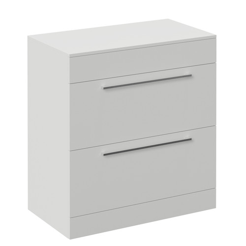 Napoli 460 Gloss Grey Pearl 800mm 2 Drawer Vanity Unit for Countertop Basins Left Hand View