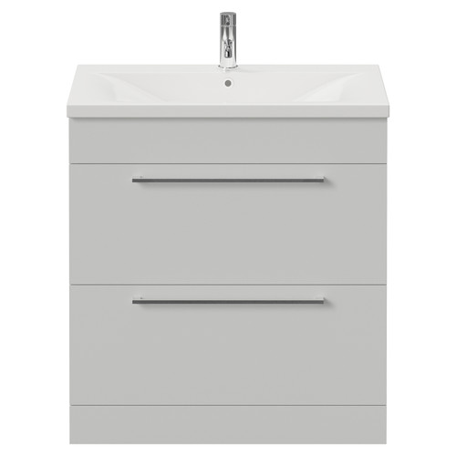 Napoli 460 Gloss Grey Pearl 800mm 2 Drawer Vanity Unit with Glide Basin Front View