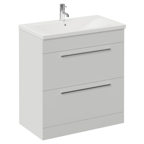 Napoli 460 Gloss Grey Pearl 800mm 2 Drawer Vanity Unit with Glide Basin Left Hand View