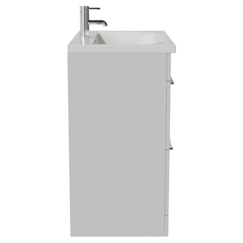 Napoli 460 Gloss Grey Pearl 800mm 2 Drawer Vanity Unit with Glide Basin Side View