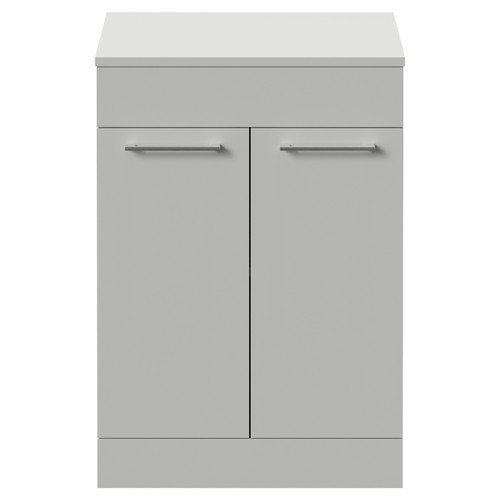 Napoli 460 Gloss Grey Pearl 600mm 2 Door Vanity Unit for Countertop Basins Front View