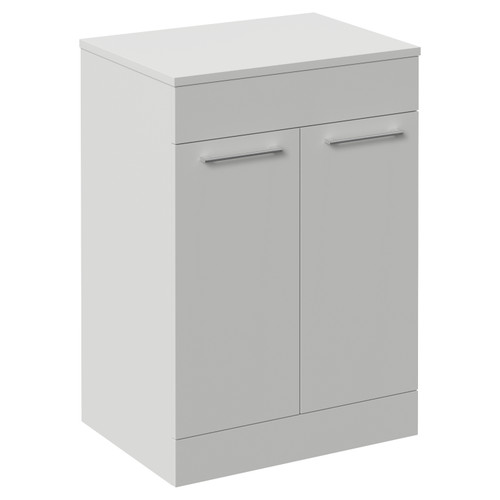Napoli 460 Gloss Grey Pearl 600mm 2 Door Vanity Unit for Countertop Basins Left Hand View