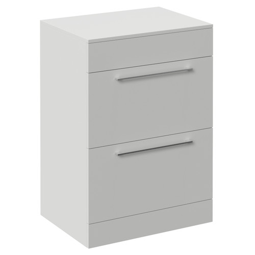 Napoli 460 Gloss Grey Pearl 600mm 2 Drawer Vanity Unit for Countertop Basins Left Hand View
