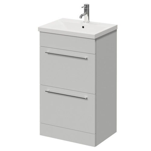 Napoli 390 Gloss Grey Pearl 500mm 2 Drawer Vanity Unit with Glide Basin Right Hand View