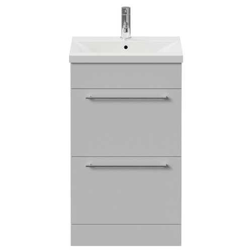 Napoli 390 Gloss Grey Pearl 500mm 2 Drawer Vanity Unit with Glide Basin Front View