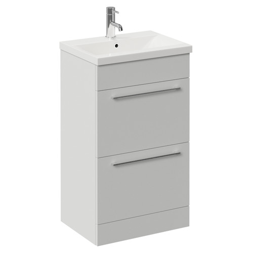 Napoli 390 Gloss Grey Pearl 500mm 2 Drawer Vanity Unit with Glide Basin Left Hand View