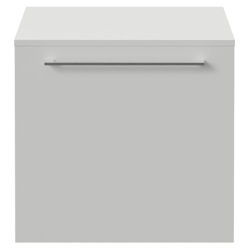 Napoli 390 Gloss Grey Pearl 500mm Wall Mounted Single Drawer Vanity Unit for Countertop Basins Front View