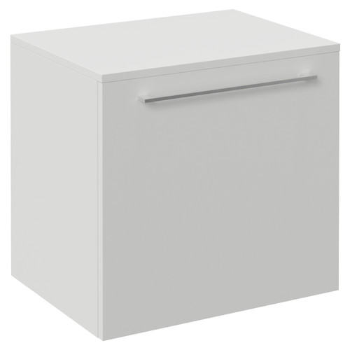 Napoli 390 Gloss Grey Pearl 500mm Wall Mounted Single Drawer Vanity Unit for Countertop Basins Left Hand View