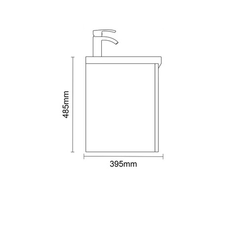 Napoli 390 Gloss Grey Pearl 500mm Wall Mounted Single Drawer Vanity Unit with Glide Basin Side on Dimensions