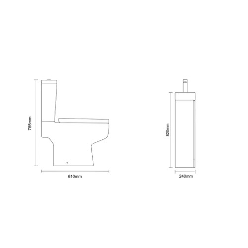 Napoli Cube Gloss Grey Pearl 400mm Single Door Vanity Unit and Toilet Suite with Align Basin Side on Dimensions