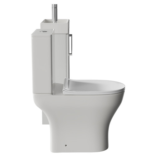 Napoli Cube Gloss Grey Pearl 400mm Single Door Vanity Unit and Jubilee Toilet Suite with Align Basin Side View