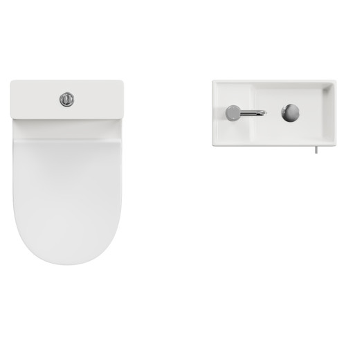 Napoli Cube Gloss Grey Pearl 400mm Single Door Wall Mounted Vanity Unit and Jubilee Toilet Suite with Align Basin Top View