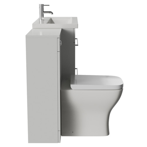 Napoli 390 Gloss Grey Pearl 1300mm 2 Drawer Vanity Unit Toilet Suite with Glide Basin Side View
