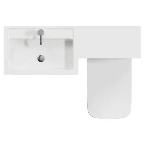 Napoli 390 Gloss Grey Pearl 1100mm 2 Door Vanity Unit Toilet Suite with Square Left Hand Lucia Basin Top View
