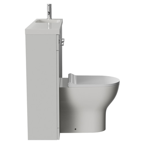 Napoli 250 Gloss Grey Pearl 1000mm 2 Door Vanity Unit Toilet Suite with Round Silvo Basin Side View