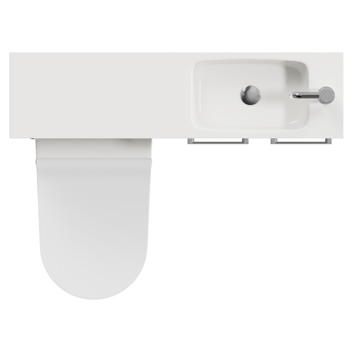 Napoli 250 Gloss Grey Pearl 1000mm 2 Door Vanity Unit Toilet Suite with Round Silvo Basin Top View