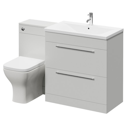 Napoli 460 Gloss Grey Pearl 1300mm 2 Drawer Vanity Unit Toilet Suite with Glide Basin Right Hand View