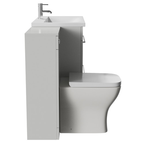 Napoli 460 Gloss Grey Pearl 1300mm 2 Drawer Vanity Unit Toilet Suite with Glide Basin Side View