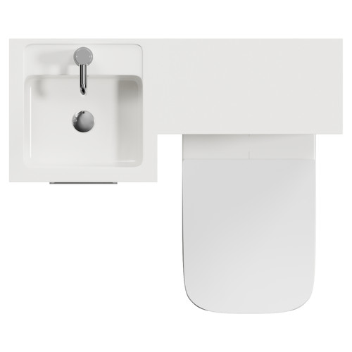 Napoli 390 Gloss Grey Pearl 900mm Single Door Vanity Unit Toilet Suite with Left Hand Square Lucia Basin Top View