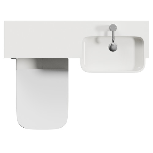 Napoli 250 Gloss Grey Pearl 1000mm 2 Door Vanity Unit Toilet Suite with Right Hand Round Rico Semi Recessed Basin Top View