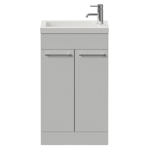 Napoli 250 Gloss Grey Pearl 500mm 2 Door Vanity Unit with Square Silvo Basin Front View