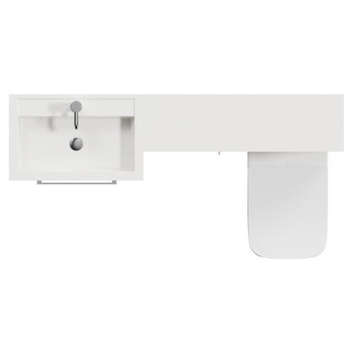 Napoli 390 Gloss Grey Pearl 1500mm 2 Drawer Vanity Unit Toilet Suite with Left Hand Square Lucia Basin Top View