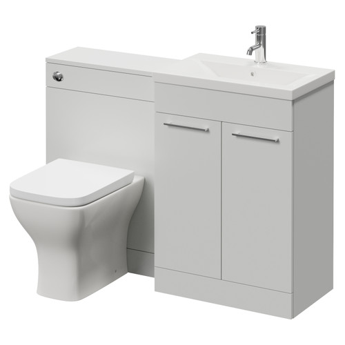 Napoli 390 Cento Gloss Grey Pearl 1200mm 2 Door Vanity Unit Toilet Suite with Glide Basin Right Hand View
