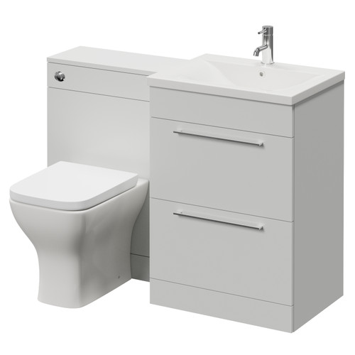 Napoli 460 Cento Gloss Grey Pearl 1200mm 2 Drawer Vanity Unit Toilet Suite with Glide Basin Right Hand View