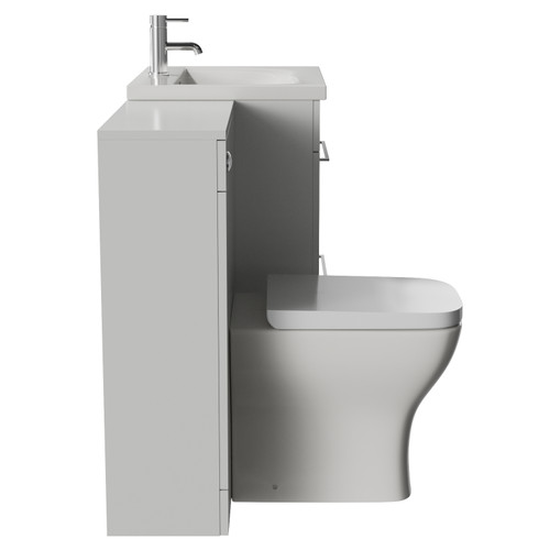 Napoli 460 Cento Gloss Grey Pearl 1200mm 2 Drawer Vanity Unit Toilet Suite with Glide Basin Side View