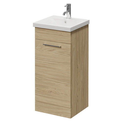 Napoli 390 Light Oak 400mm Single Door Vanity Unit with Glide Basin Right Hand View