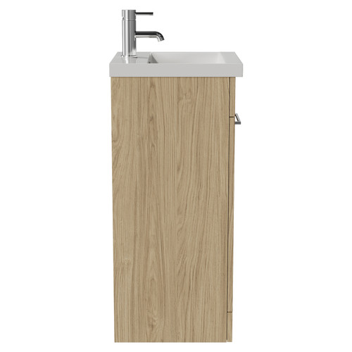 Napoli 390 Light Oak 400mm Single Door Vanity Unit with Glide Basin Side View