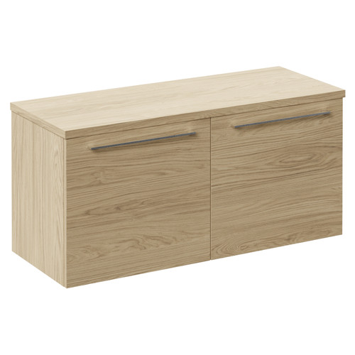 Napoli 390 Light Oak 1000mm Wall Mounted 2 Drawer Vanity Unit for Countertop Basins Left Hand View