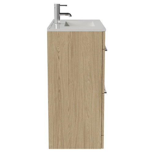 Napoli 390 Light Oak 800mm 2 Drawer Vanity Unit with Angel Basin Side View