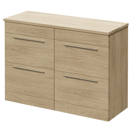Napoli 460 Light Oak 1200mm 4 Drawer Vanity Unit for Countertop Basins Right Hand View