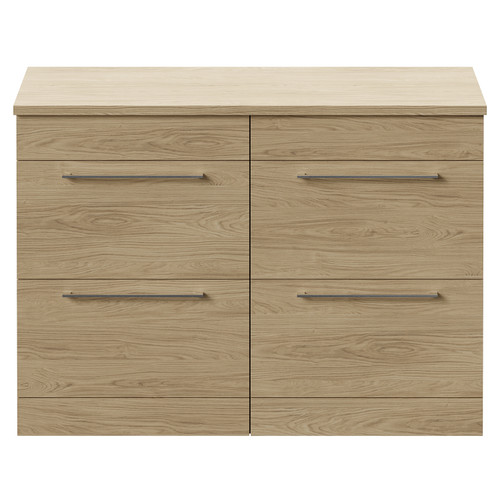 Napoli 460 Light Oak 1200mm 4 Drawer Vanity Unit for Countertop Basins Front View