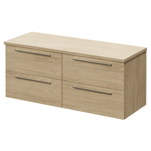 Napoli 460 Light Oak 1200mm Wall Mounted 4 Drawer Vanity Unit for Countertop Basins Right Hand View