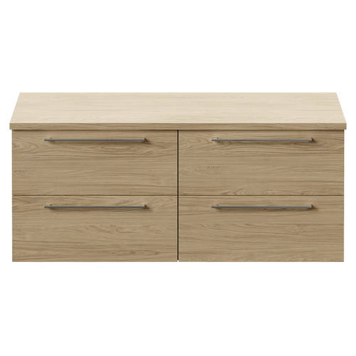 Napoli 460 Light Oak 1200mm Wall Mounted 4 Drawer Vanity Unit for Countertop Basins Front View