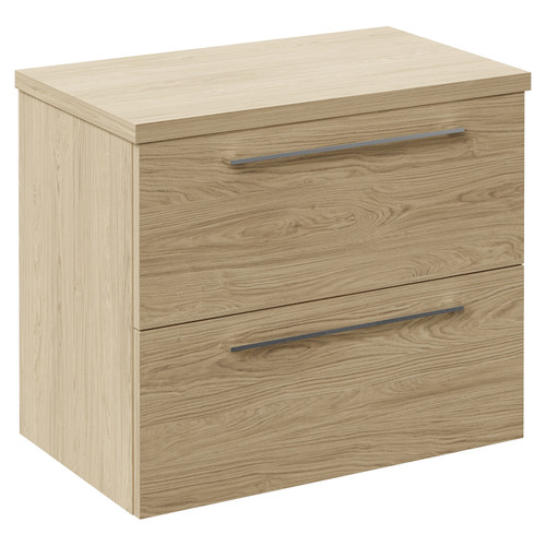 Napoli 390 Light Oak 600mm Wall Mounted 2 Drawer Vanity Unit for Countertop Basins Left Hand View