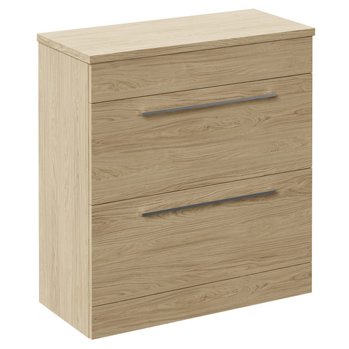 Napoli 390 Light Oak 800mm 2 Drawer Vanity Unit for Countertop Basins Left Hand View