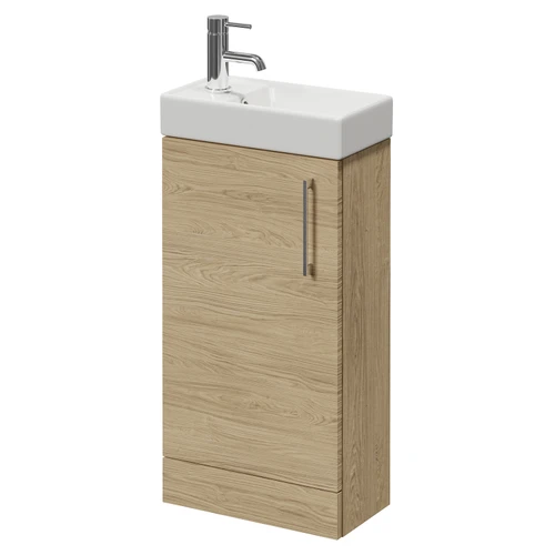 Napoli Cube Light Oak 400mm Single Door Vanity Unit with Align Basin Right Hand View