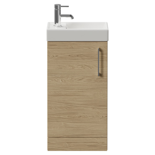 Napoli Cube Light Oak 400mm Single Door Vanity Unit with Align Basin Front View