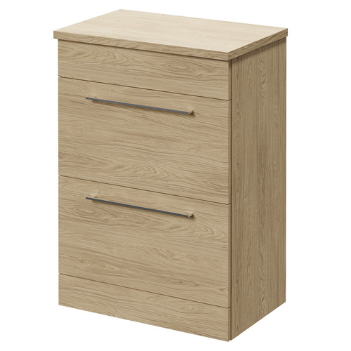 Napoli 390 Light Oak 600mm 2 Drawer Vanity Unit for Countertop Basins Right Hand View