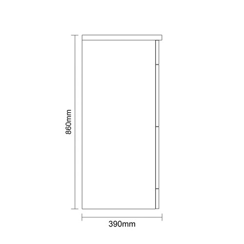 Napoli 390 Light Oak 600mm 2 Drawer Vanity Unit for Countertop Basins Side on Dimensions