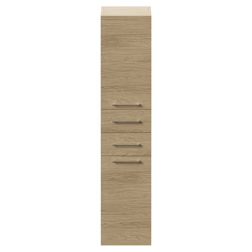 Napoli Light Oak 350mm x 1600mm Wall Mounted Storage Unit Front View