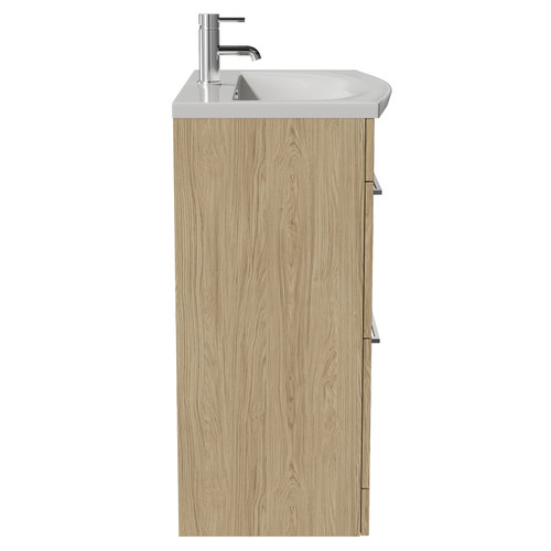 Napoli 390 Light Oak 800mm 2 Drawer Vanity Unit with Arc Basin Side View