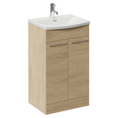 Napoli 390 Light Oak 500mm 2 Door Vanity Unit with Arc Basin Left Hand View